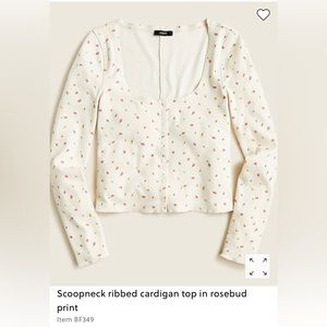 NWT J. Crew cropped scoopneck cardigan/button top in rosebud floral print, large